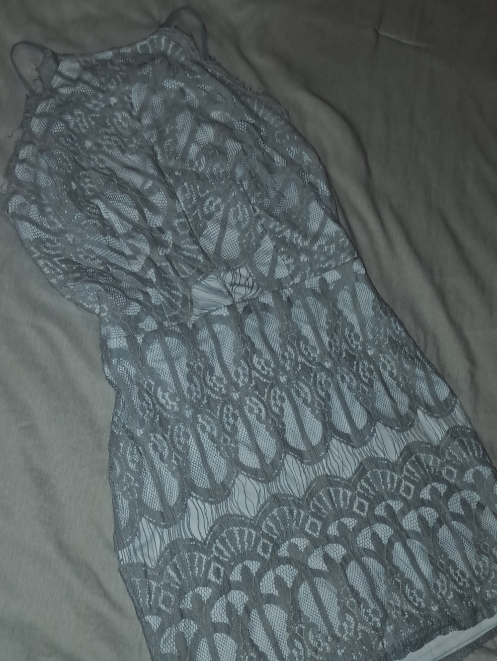 **Beautiful**Lace Overlay Mini Dress - Light Gray/white Tubi